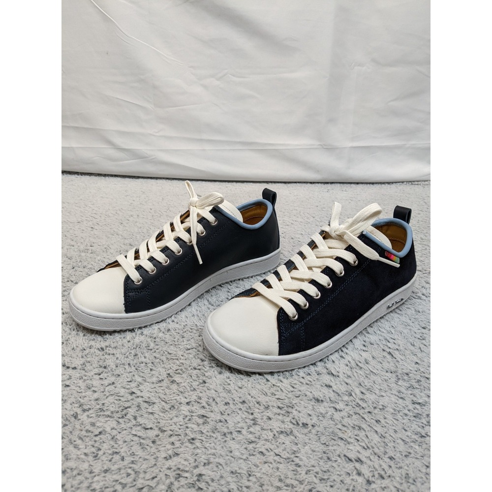 Paul Smith Miyata Sneakers Womens 6.5-7.0 Navy‎ White Leather Suede Trainers NIB